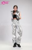 Outfit Phối Sẵn - (Quần Nắp Ngang Bạc phối Phao Crop Xám)