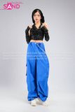 Outfit Phối Sẵn - (Áo Kim Sa Đen Mũ Trùm phối Quần Xanh Dương Nắp Ngang)