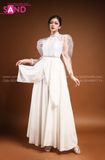 TMM0011 Váy Trắng Tay Voan Bồng