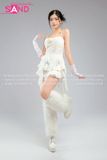 Outfit Phối Sẵn - (Váy 2 Tầng Trắng phối Áo 2 Dây Cúp Ngực Tua Rua Trắng)