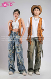 Outfit Phối Sẵn - (Quần Jeans phối Gile Vải Nâu)