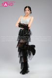 Outfit Phối Sẵn - (Quần Dài Tua Rua Tầng Voan phối Áo 2 Dậy Kim Sa Bạc)