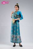 NLO0804 Trang Phục Dân Tộc Lào Màu Xanh Lá Mạ Nữ - Dài