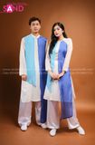 TAC0808 Áo Dài Thư Pháp Nữ - Xanh Dương
