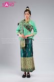 NLO0901 Trang Phục Dân Tộc Lào Màu Xanh Lá Nữ - Dài