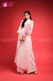 TAC0504 Áo Dài Tơ 4 Tà - Hồng Cách Tân