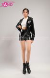 Outfit Phối Sẵn - (Quần Short Da Bóng Đen phối Áo Khoác Da Bóng Đen)