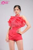 Set Jumpsuit Khiêu Vũ Đỏ Cổ Yếm Tua Rua