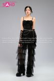 Outfit Phối Sẵn - (Quần Dài Tua Rua Tầng Voan phối Áo 2 Dây Cúp Ngực Tua Rua Đen)