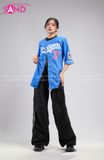 Outfit Phối Sẵn - (Quần Nắp Ngang Đen phối Áo Bóng Chày Xanh)