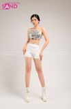 Outfit Phối Sẵn - (Set Quần Short Trắng Phối Áo Yếm Kim Sa Bạc )