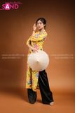 TAC0311 Áo Dài Hoa Hoạ Tiết Màu Vàng