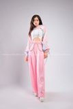 Outfit Phối Sẵn - (Quần Ống Loe Hồng phối Cutout Hồng Ánh Kim)