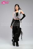 Outfit Phối Sẵn - (Quần Nắp Ngang Đen phối Áo Kim Sa Ánh Bạc Mũ Trùm Kèm Bao Tay Đen)
