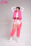 Outfit Phối Sẵn - (Quần Khoét Đáy Lưới phối HAP0501 Áo Gile Phao Croptop Không Tay - Hồng)