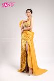 VDD0305 Váy Dạ Hội Vàng Dài Đính Đá Voan