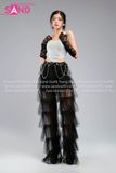 Outfit Phối Sẵn - (Quần Dài Tua Rua Tầng Voan phối Áo 2 Dậy Kim Sa Bạc)