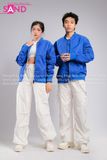 Outfit Phối Sẵn - (Quần Nắp Ngang Trắng phối Áo Bomber Xanh Dương)