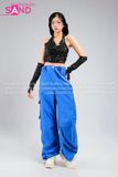 Outfit Phối Sẵn - (Áo Kim Sa Đen Mũ Trùm phối Quần Xanh Dương Nắp Ngang)