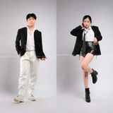 Outfit Phối Sẵn - (Quần Dài Kaki Ống Suông Trắng phối Vest Đen)