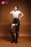 Outfit Phối Sẵn - (Quần Khoét Đáy Đen Lưới Phối Áo Croptop Ngắn Tay Cổ Tròn)