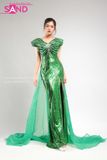 VDD0901 Váy Dạ Hội Xanh Dài Đính Đá