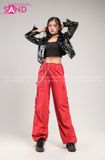 Outfit Phối Sẵn - (Quần Nắp Ngang Đỏ phối Áo Khoác Da Bóng Đen)