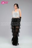 Outfit Phối Sẵn - (Quần Dài Tua Rua Tầng Voan phối Áo 2 Dậy Kim Sa Bạc)