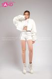 Outfit Phối Sẵn - (Set Quần Short Trắng Phối Áo Croptop Móc Trắng )