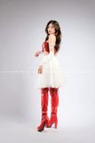 Outfit Phối Sẵn - (Áo Quây Ống Da Đỏ phối Tà Váy Phồng Trắng)