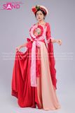 TYD0413 Set Tứ Thân Tấm Cám Thiết Kế Voan Tay Lơi - Đỏ Đồng Tiền