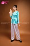 TBG0803 Áo Bà Ba Nữ - Gấm Xanh Ngọc