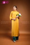TAC0309 Áo Dài Lụa Tây Thi Vàng Đồng