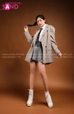 Outfit Phối Sẵn - (Chân Váy Xám Thắt Eo phối Sơmi Trắng)