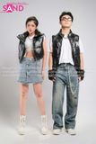 Outfit Phối Sẵn - (Váy Jean phối Phao Đen Bóng)