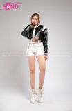 Outfit Phối Sẵn - (Set Quần Short Trắng Phối Áo Khoác Da Crop Đen)