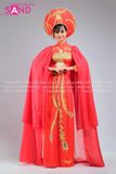 TAE0418 Áo Dài Thiết Kế Tay Voan Lơi Hoạ Tiết Chim Phụng - Màu Đỏ ( KÈM MẤN )