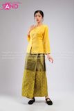 TNY0301 Trang Phục Hoá Trang Myanmar Vàng Trơn - Nữ