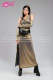 Outfit Phối Sẵn - (Áo Tà Dài Xẻ Đùi Kim Sa Mũ Trùm Kèm Bao Tay)
