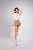 Outfit Phối Sẵn - (Chân Váy Chữ A Nâu phối Bodysuit Kem)