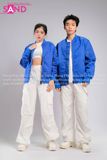 Outfit Phối Sẵn - (Quần Nắp Ngang Trắng phối Áo Bomber Xanh Dương)