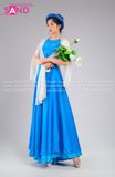 TYD0801 Set Yếm Liền Xanh Dương Khoác Tơ Trắng