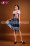 TND0406 Đầm Lễ Hội Bia Đức Nữ Caro Đỏ - Xanh Dương Đậm Hoạ Tiết