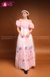 TYT0501 Set Yếm Bướm Hồng Chân Thêu