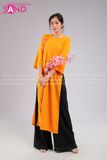 TAC0609 Áo Dài Gấm - Màu Cam Cột Nơ