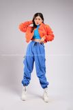 Outfit Phối Sẵn - (Quần Thụng Xanh Dương phối Áo Khoác Cam)