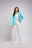 Outfit Phối Sẵn - (Quần legging Trắng phối Vest Xanh Biển)