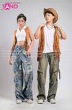 Outfit Phối Sẵn - (Quần Jeans phối Gile Vải Nâu)