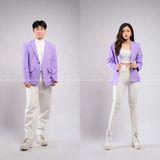 Outfit Phối Sẵn - (Quần legging Trắng phối Vest Xanh Tím)