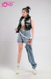 Outfit Phối Sẵn - (Quần Nửa Short Jean phối Phao Đen Crop Bóng)